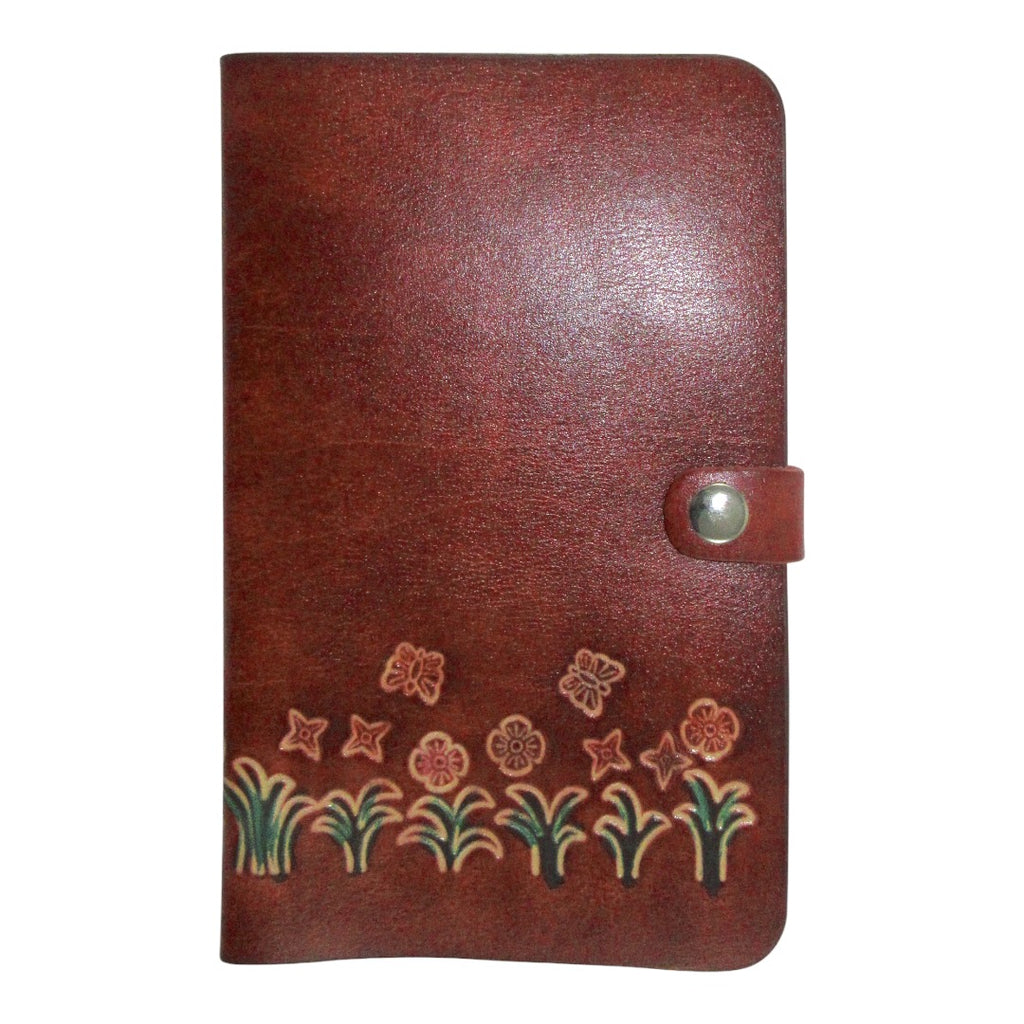 Leather Notebook with Flowers (snap cover)