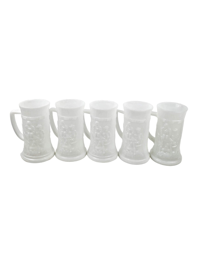 Milk Glass Stein/Mug - Set of 5