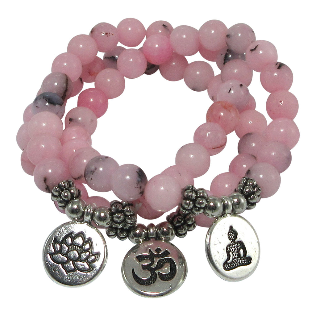 Pink Opal Stone Meditation Bracelets Trio