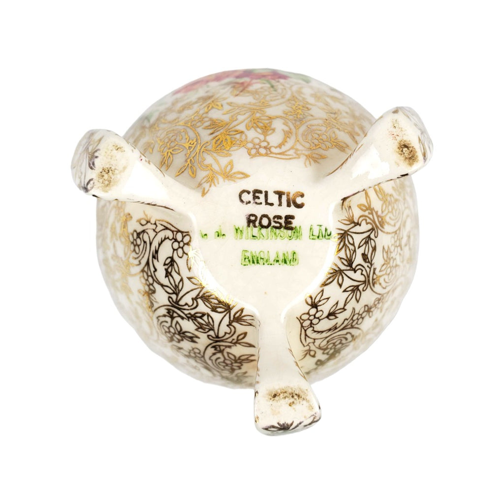 Vintage Celtic Rose Tea Basket with Vintage Silver Plated Teabag Strainer