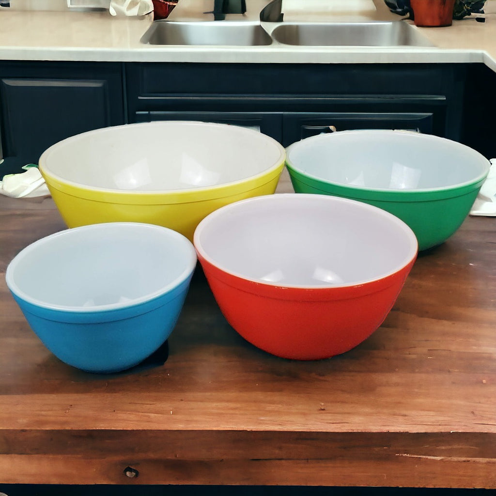 Vintage Pyrex Primary Colors Nesting Bowls (Set of 4) Gift Basket