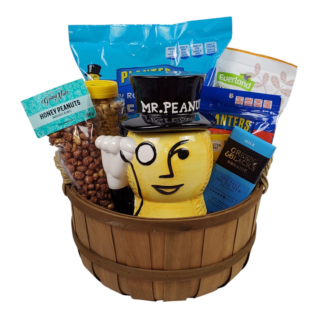 Vintage Mr. Peanut Jar Gift Basket