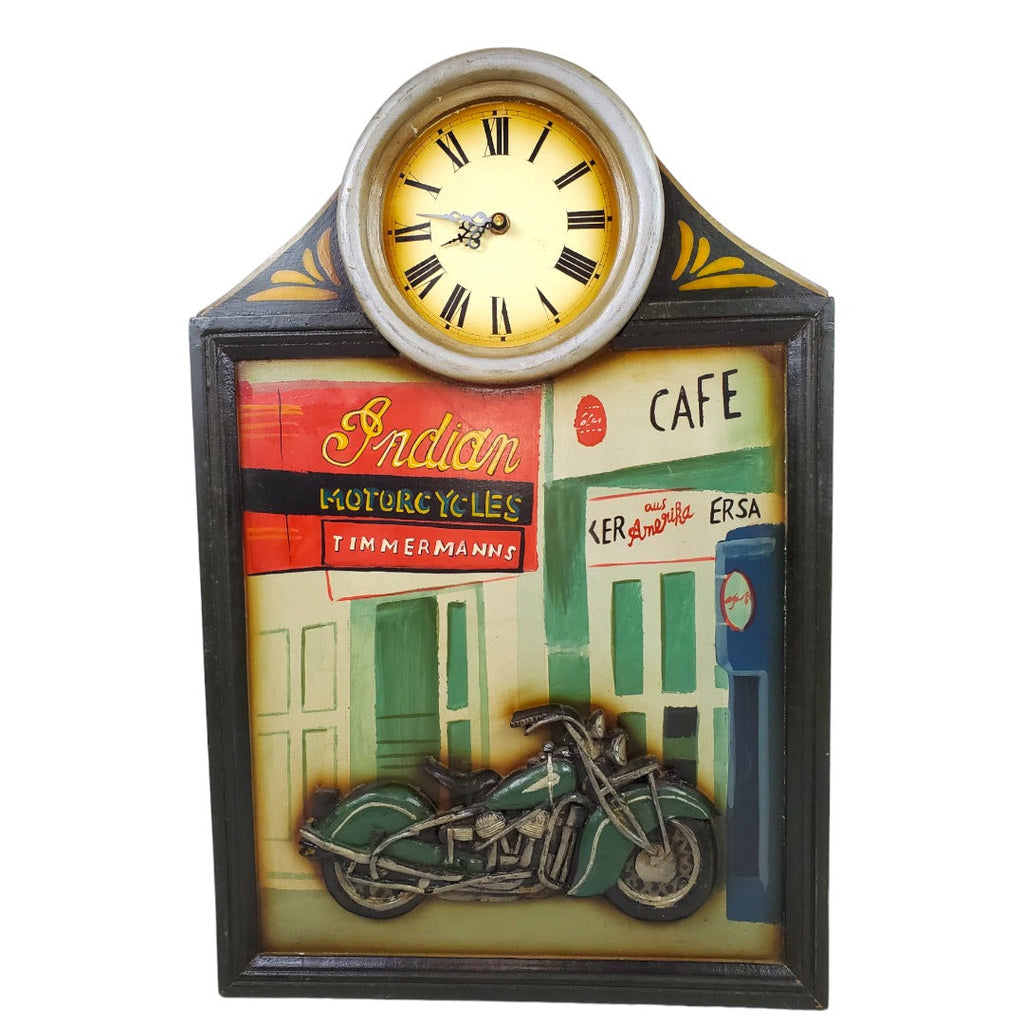 Vintage Indian Motorcycle - Wooden Wall Clock