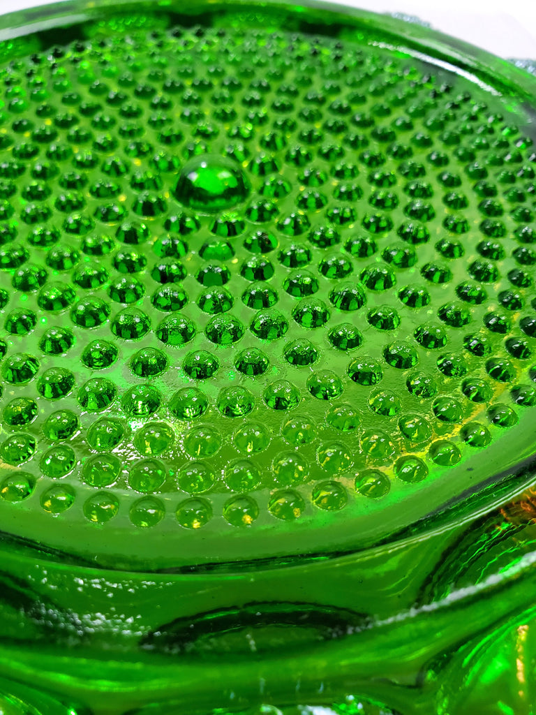 Green Carnival Glass Deviled Egg Dish - SOLD