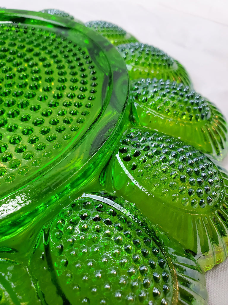 Green Carnival Glass Deviled Egg Dish - SOLD