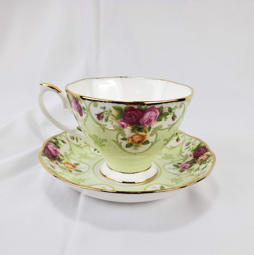 Vintage Royal Albert Rose Cameo Green Teacup & Saucer - SOLD