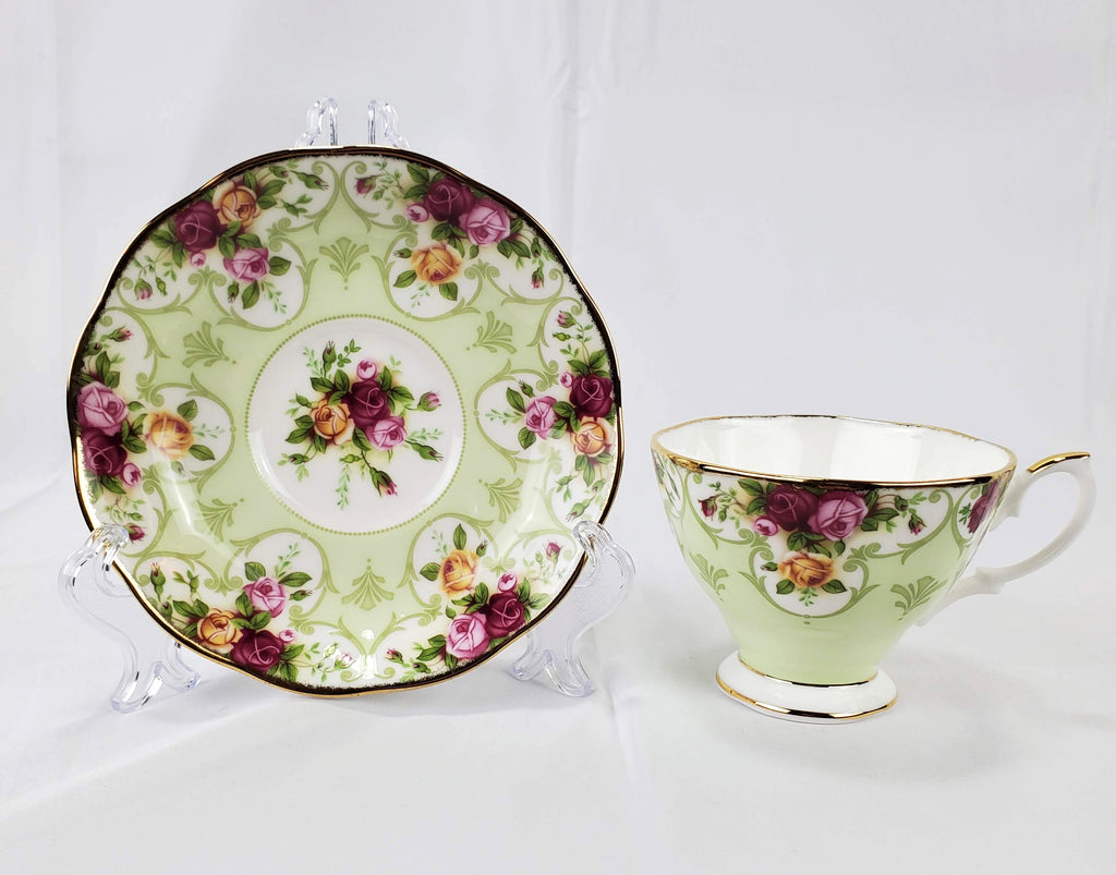 Vintage Royal Albert Rose Cameo Green Teacup & Saucer - SOLD