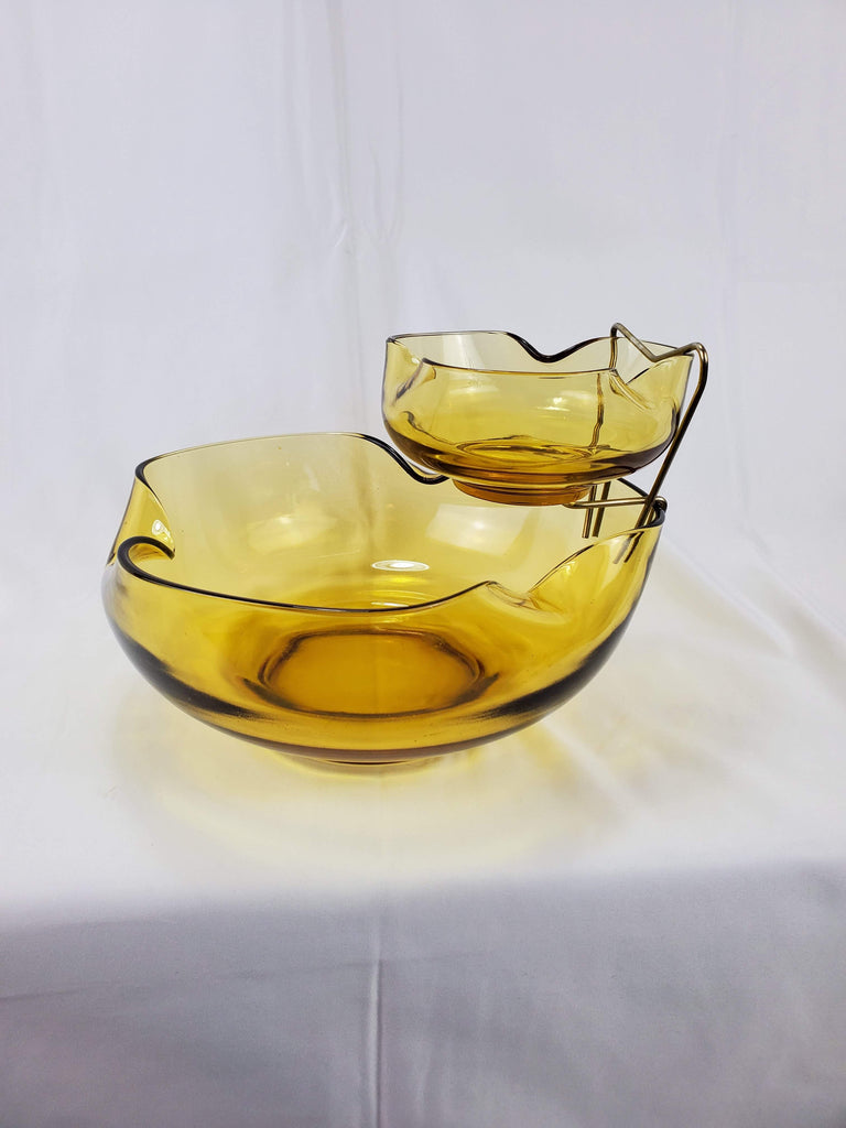 Vintage Anchor Hocking Honey Gold Dip Bowl Set