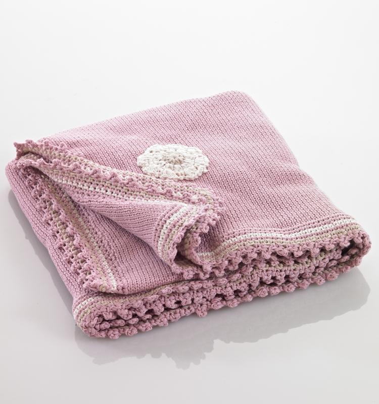 Pebbles Pink Flower Organic Cotton Blanket