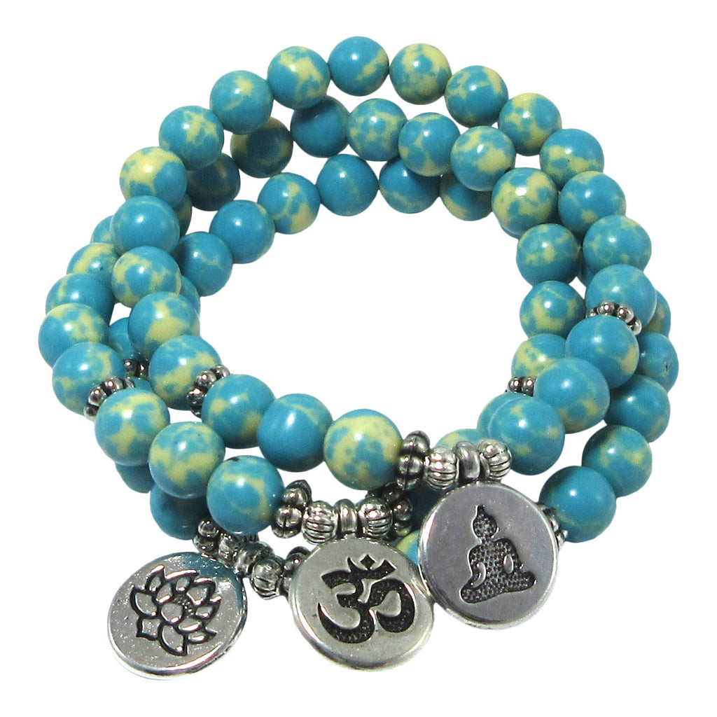 Blue Howlite Stone Meditation Bracelets Trio