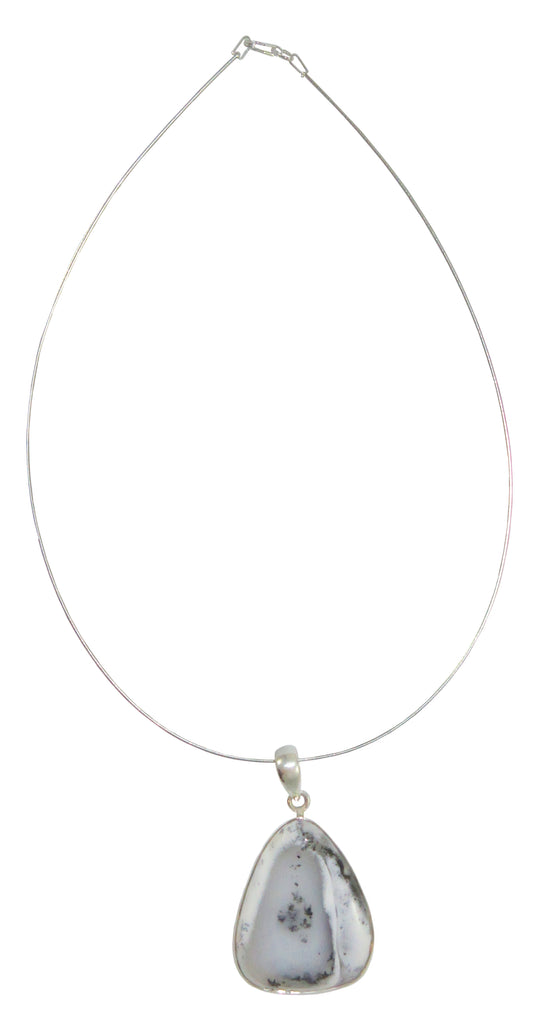 Dendrite Agate Teardrop Pendant Necklace