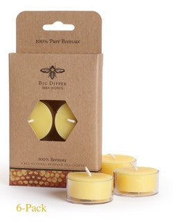 Pure Beeswax Tea Lights by Big Dipper - 6 Pack