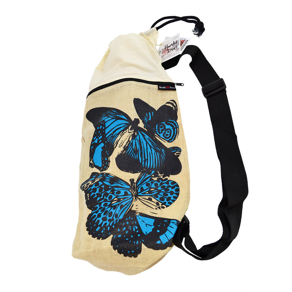 Hunki Dori Organic Cotton/Jute Yoga Bag - Butterflies (SOLD OUT)